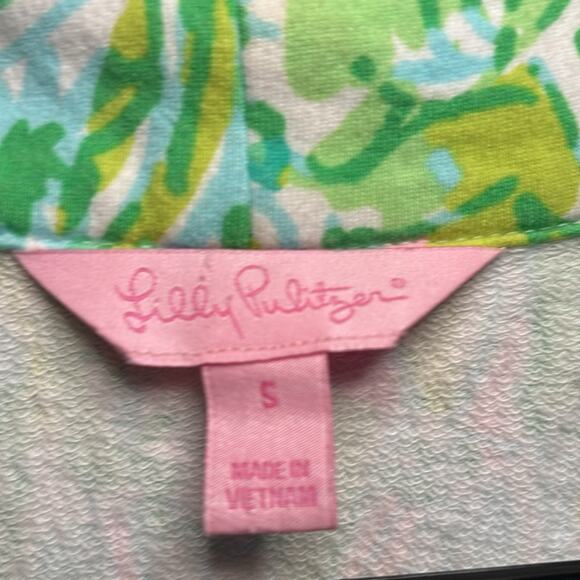 Lilly Pulitzer Popover Coconut Jungle Quarter Zip Sweatshirt Size Small - Picture 2 of 5